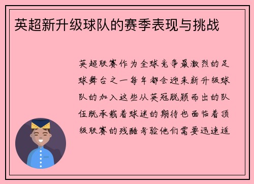英超新升级球队的赛季表现与挑战